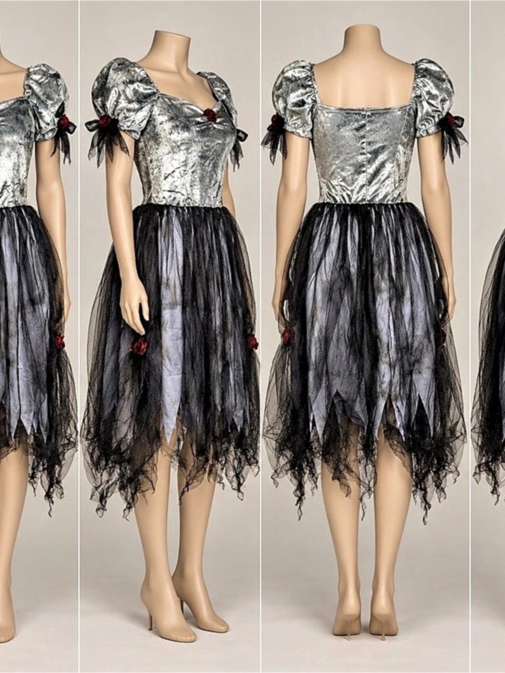 Halloween Costume Dress Silver & Black S/M
